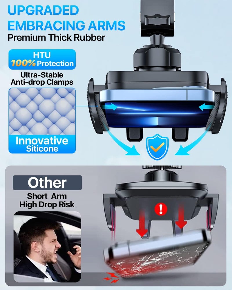 HTU 【98+LBS Strongest Suction & Military-Grade】Ultimate Car Phone Mount【Patent & Safety Certs】 Cell Phone Holder Truck Stand for Dashboard Windshield Vent for iPhone 17 Pro Max 16 15 Samsung (Dark Blue) - Image 5